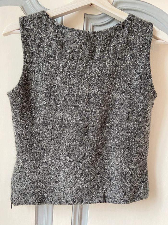 Top sans manches façon Tweed gris taille 40 - photo numéro 2
