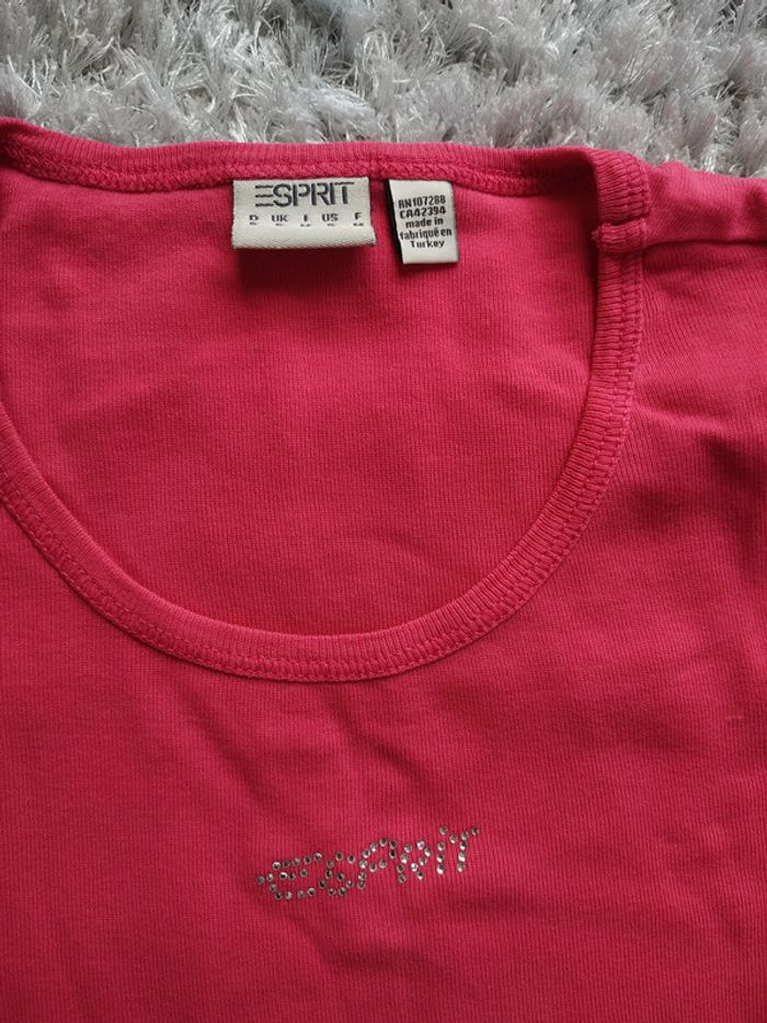 Tee-shirt manches courtes Esprit Taille M Rose Col rond - photo numéro 2