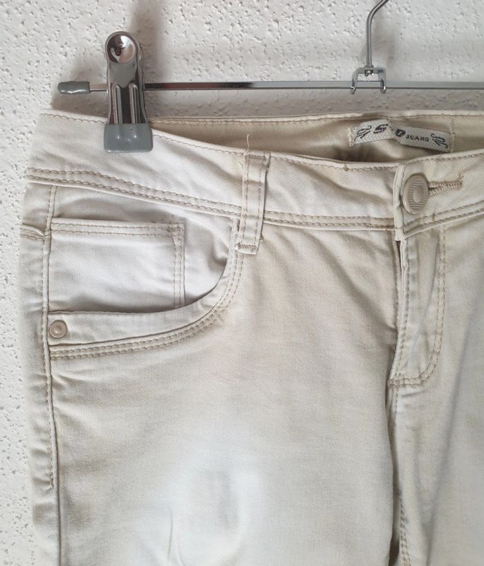 Pantacourt jean beige - photo numéro 3