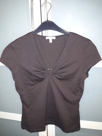 Tee shirt drapé boucle marron