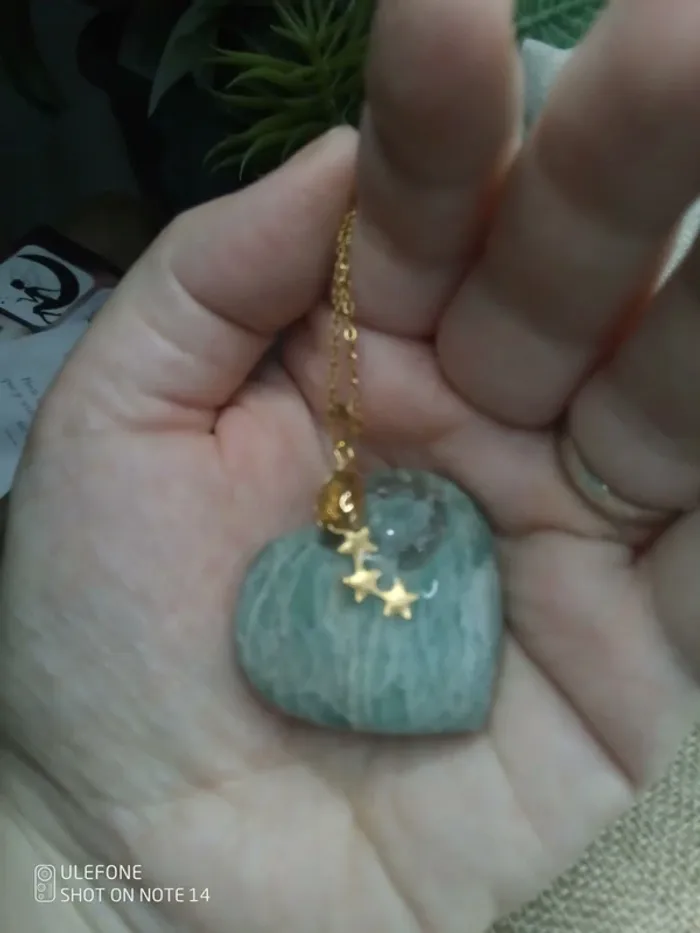 Collier cœur pierre d'amazonite naturelle - photo numéro 5