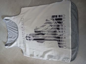 débardeur imprimé blanc gris et strass M-L Pimkie