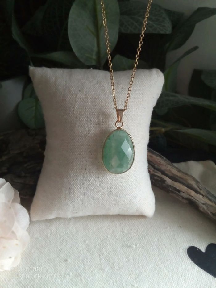 Collier aventurine pierre naturelle à facettes - photo numéro 2