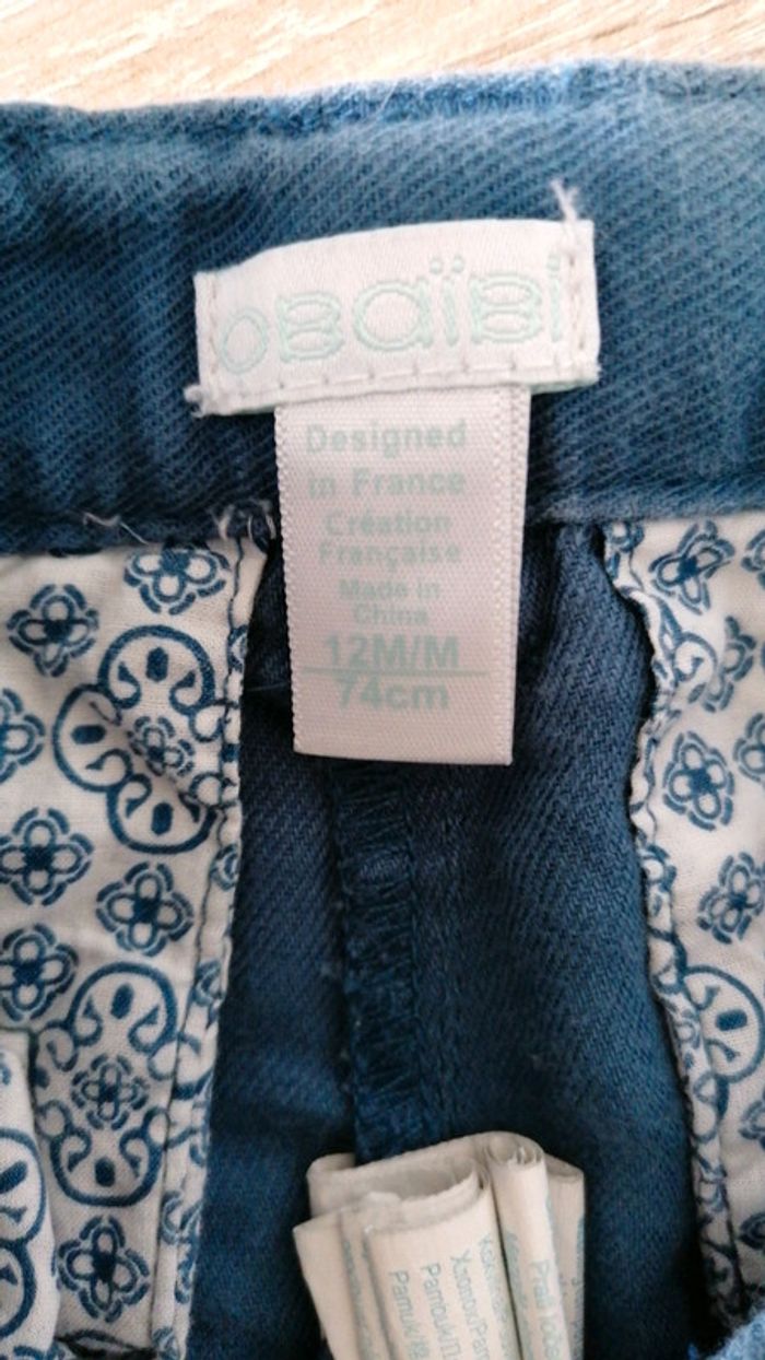 Short bleu léger obaibi 12mois - photo numéro 3