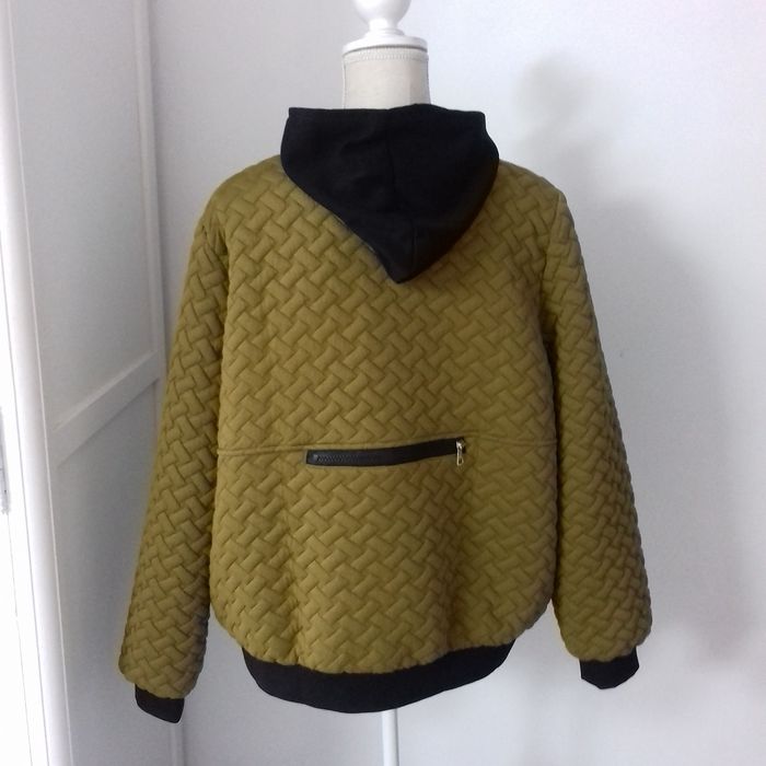 BLOUSON MATELASSE VERT OLIVE CAPUCHE NOIRE - T.XL - - photo numéro 5