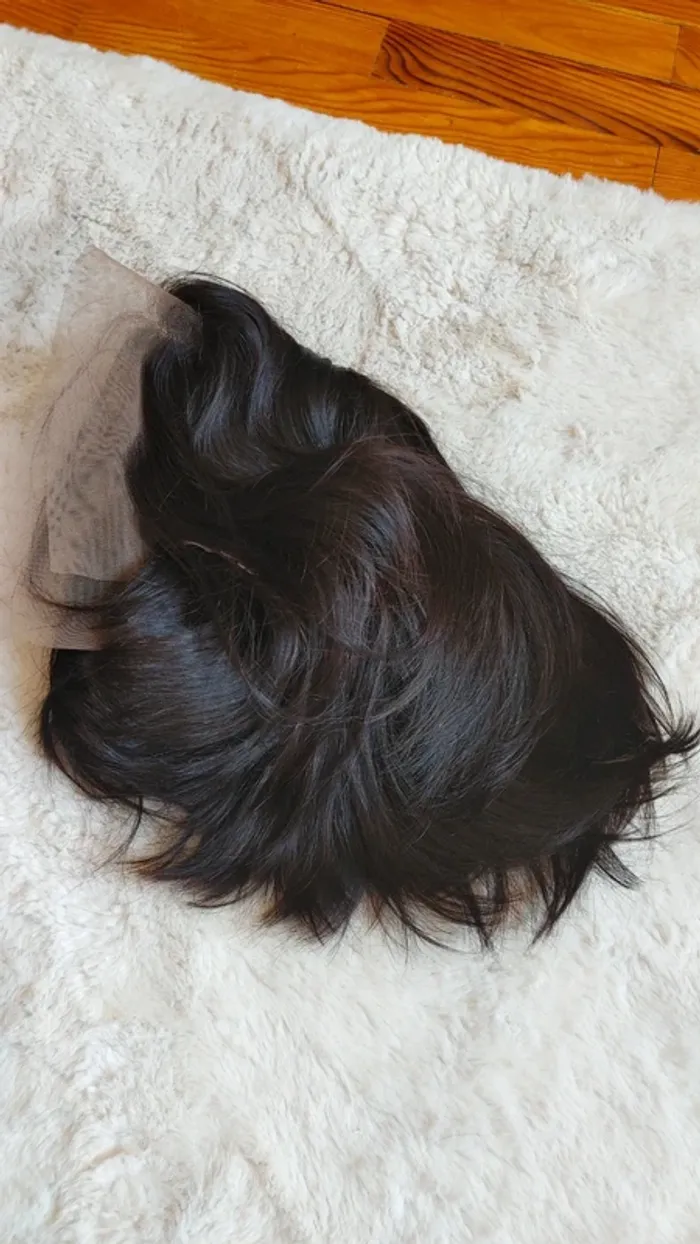 Perruque lace wig Bob en cheveux humains 100 pour 100 naturel 2B - photo numéro 2