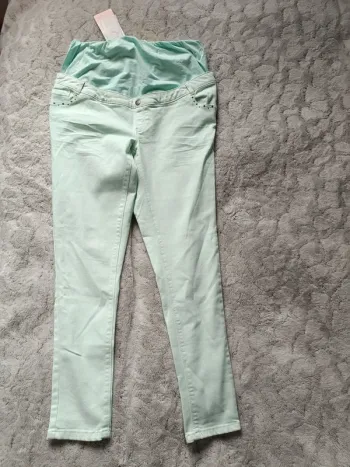 Pantalon pastel vert d'eau grossesse M taille 40
