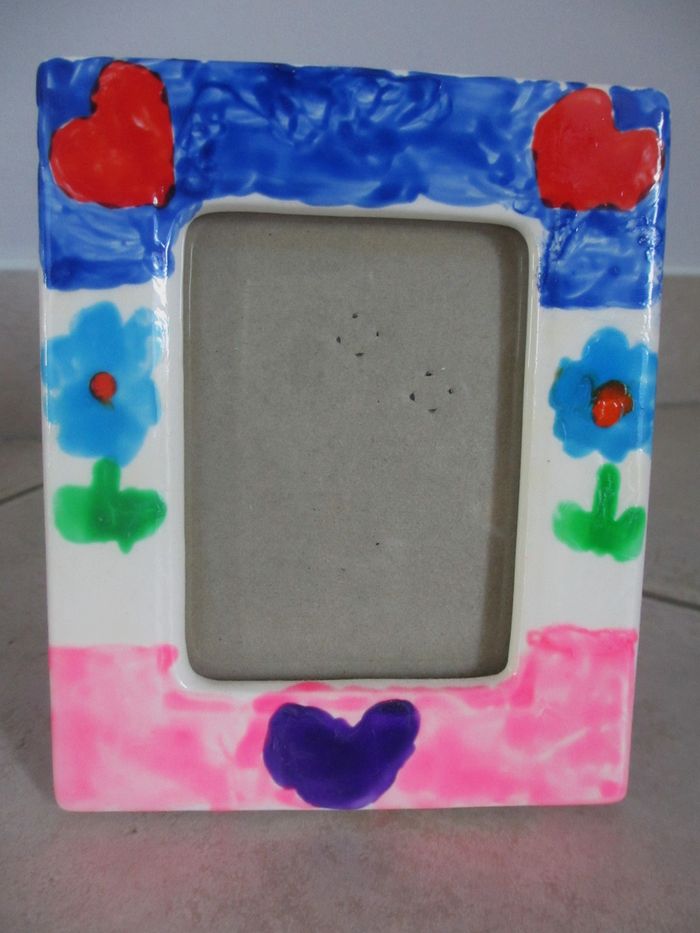 Lot boîte coeur + cadre en porcelaine peints à la main - photo numéro 7