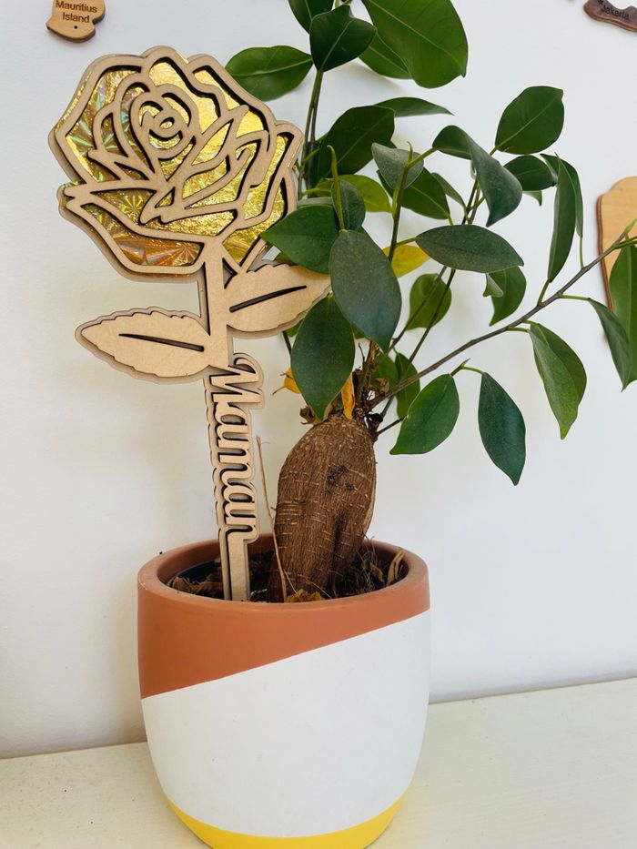 Rose en bois bonne fête maman - photo numéro 2