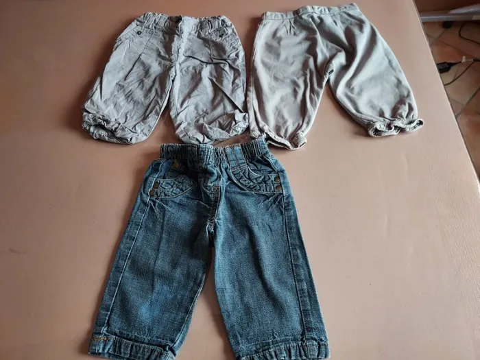 lot 3 pantalons fille 6 mois