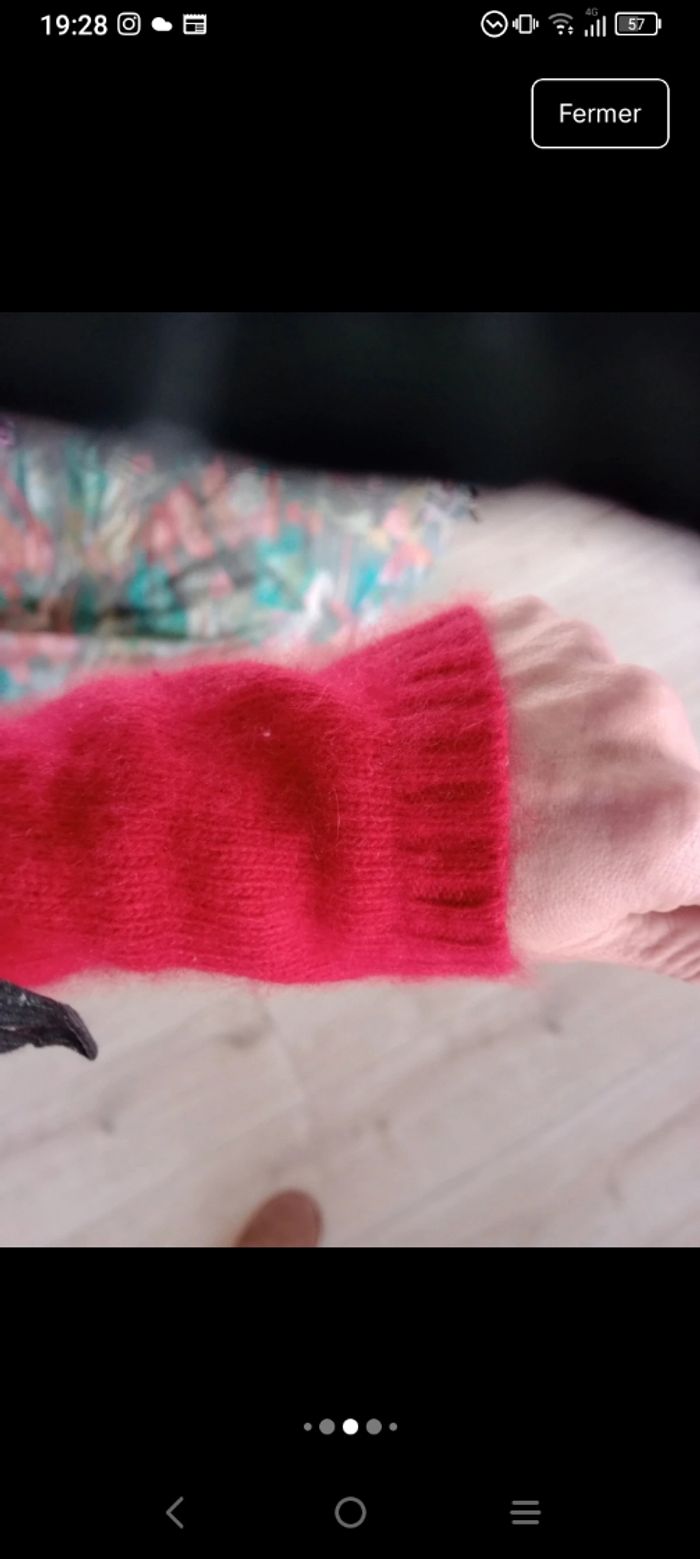 Cache-cœur femme L rouge angora c81 - photo numéro 5