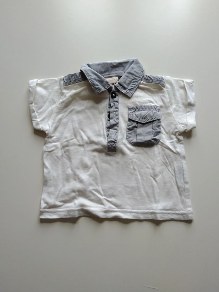 polo blanc et gris ikks garcon 3 mois
