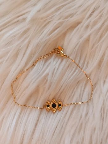 Bracelet doré en acier inoxydable strass noir Bohm Neuf