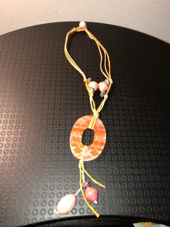🌺 collier sautoir nacre orange et perles