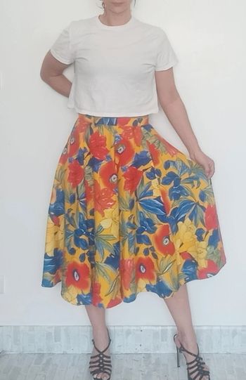Jupe mi longue évasée fleurie vintage taille 40
