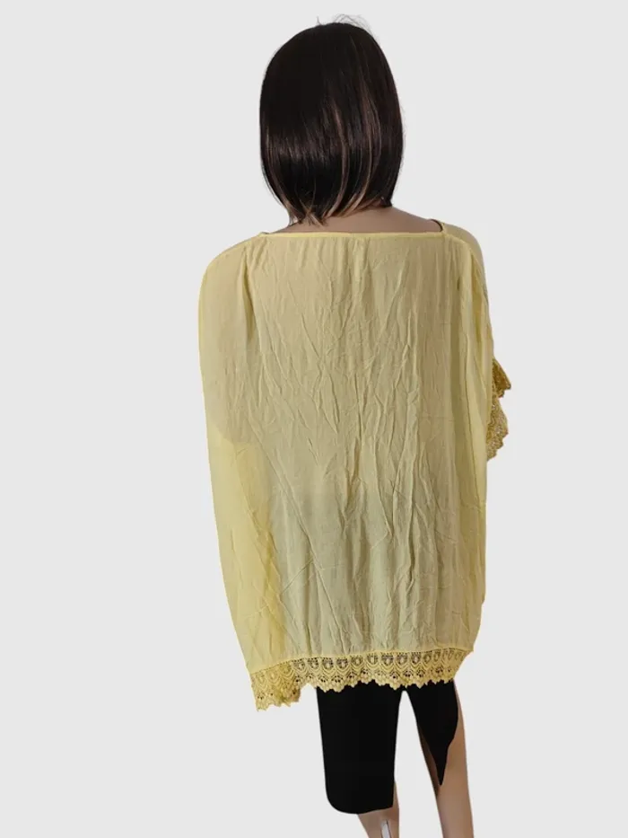 T-shirt Blancheporte Jaune, Taille 52 - Détails Dentelle Bohème ! - photo numéro 4