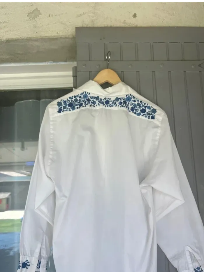 Sublime chemise blanche parisienne vintage - style Grèce - taille L - oversize - photo numéro 4