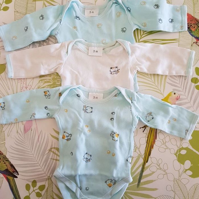 Lot de 3 bodys manches longues taille 3 mois