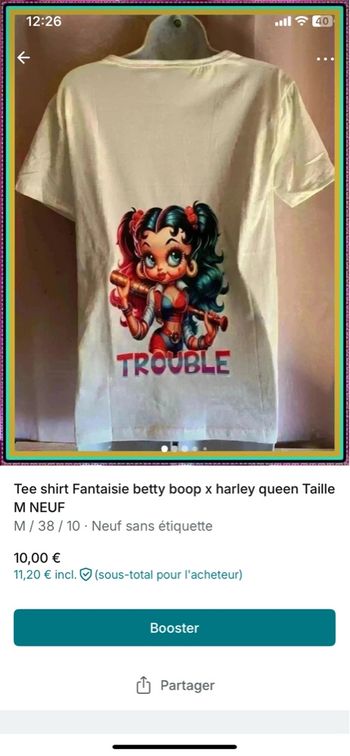 Tee-Shirt betty boop harley queen taille M