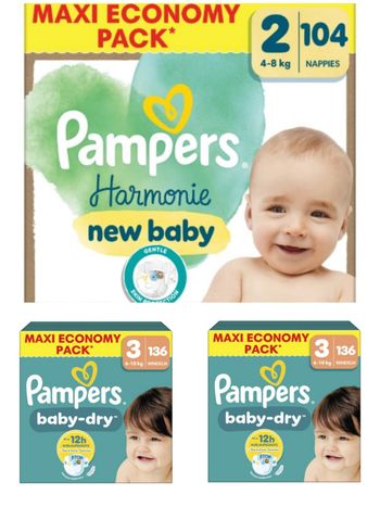 Couches Pampers taille 2 et taille 3 lot de 3 cartons 