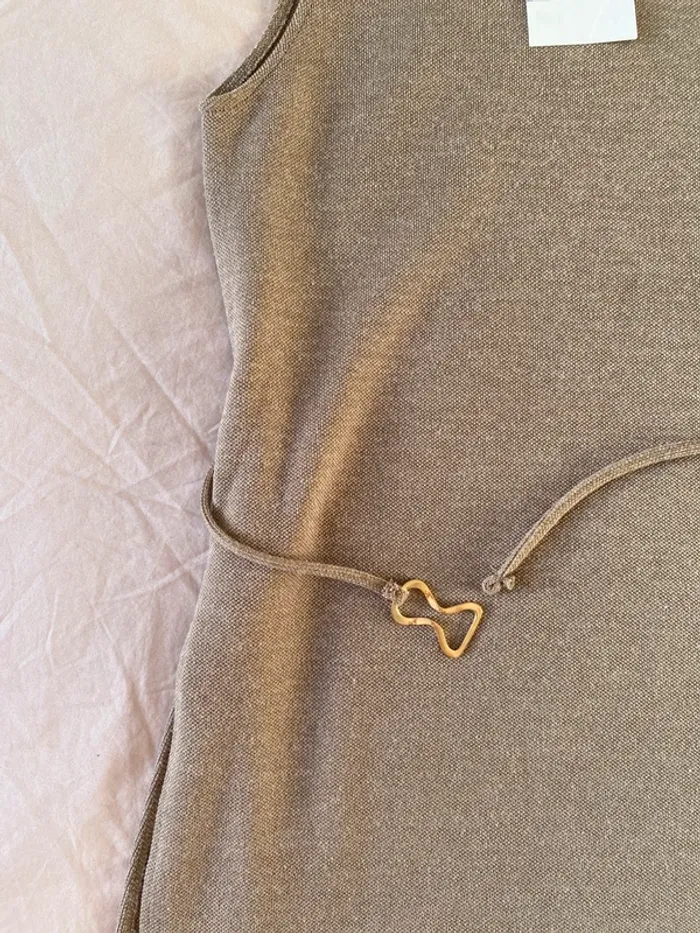 Top perkins soft piqué Zara Marron clair Chiné Taille S - photo numéro 4