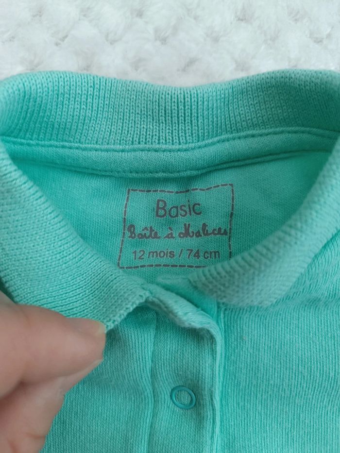 🔸Body polo vert clair Boîte à Malices - 12 mois🔸 - photo numéro 2