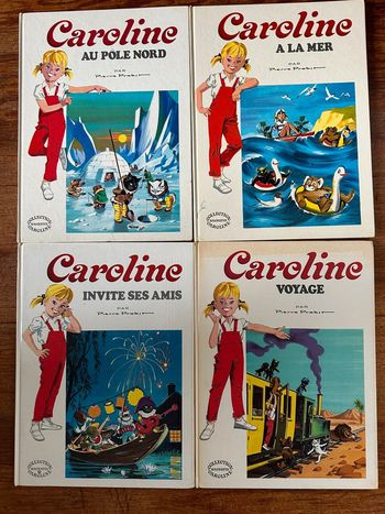 Lot de 4 livres Caroline Grands Albums Hachette anciens vintage Pierre Probst blancs