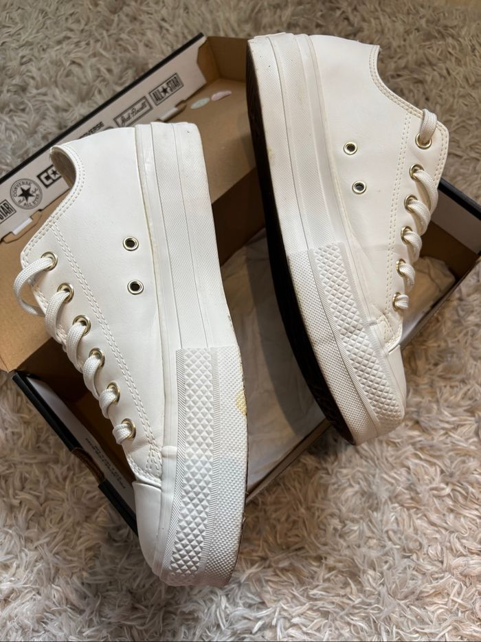 Converse blanche basse similicuir - photo numéro 7