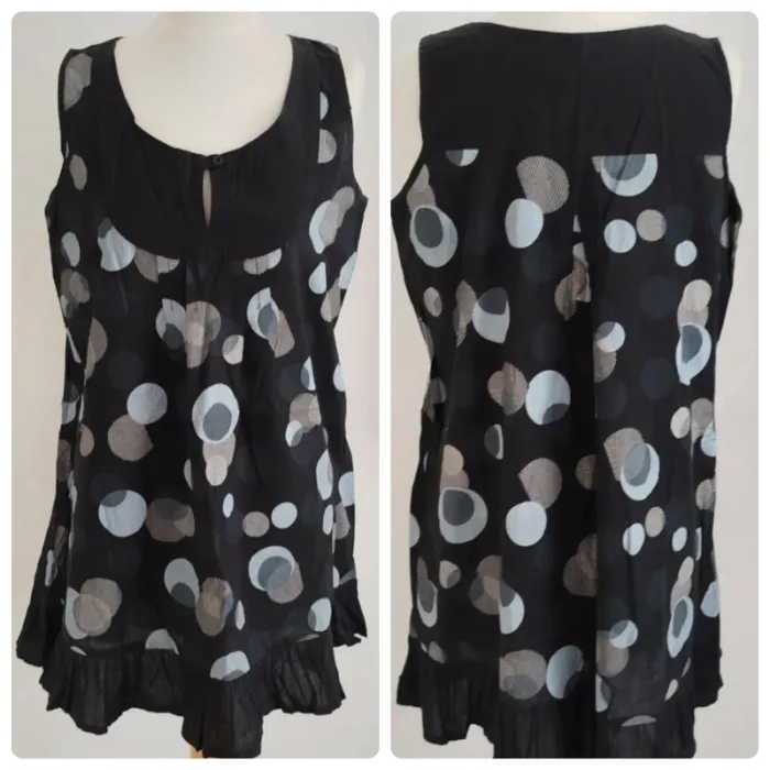 Jolie blouse noire sans manches Ouhuan taille 40