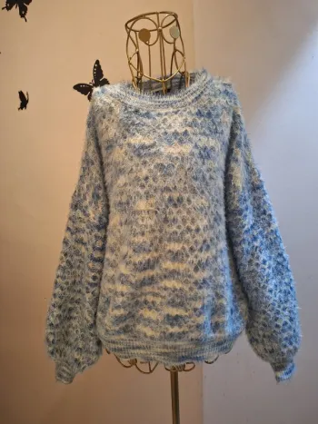 Pull bleu clair & blanc