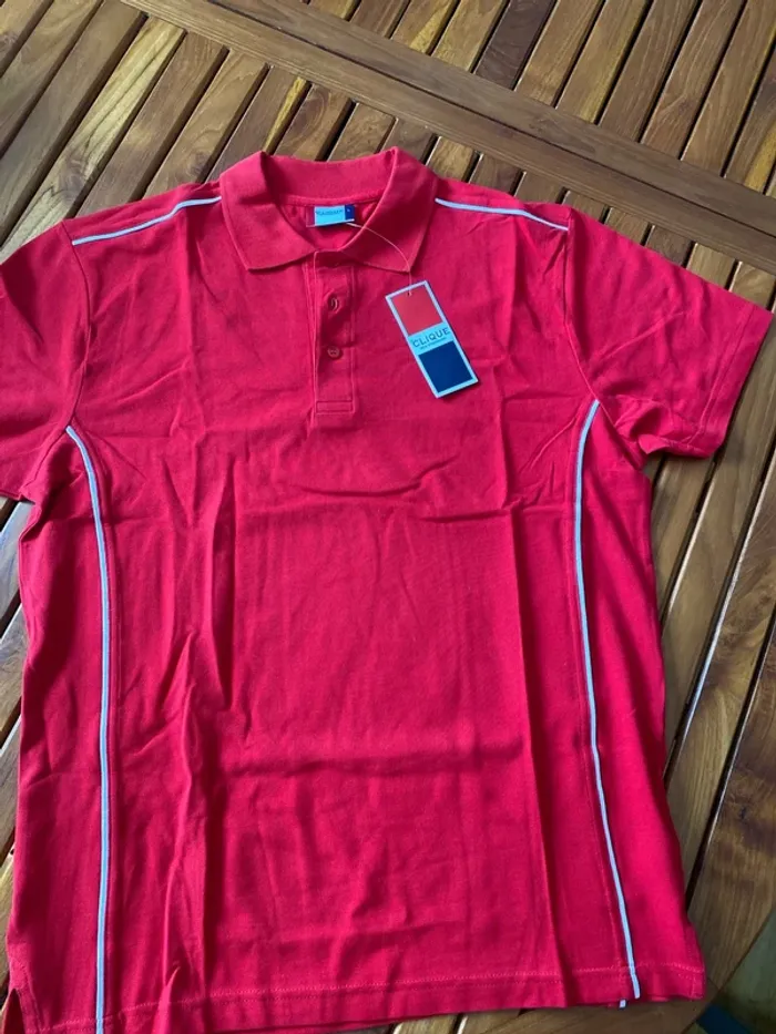 Polo maille piquée rouge coupe mixte L