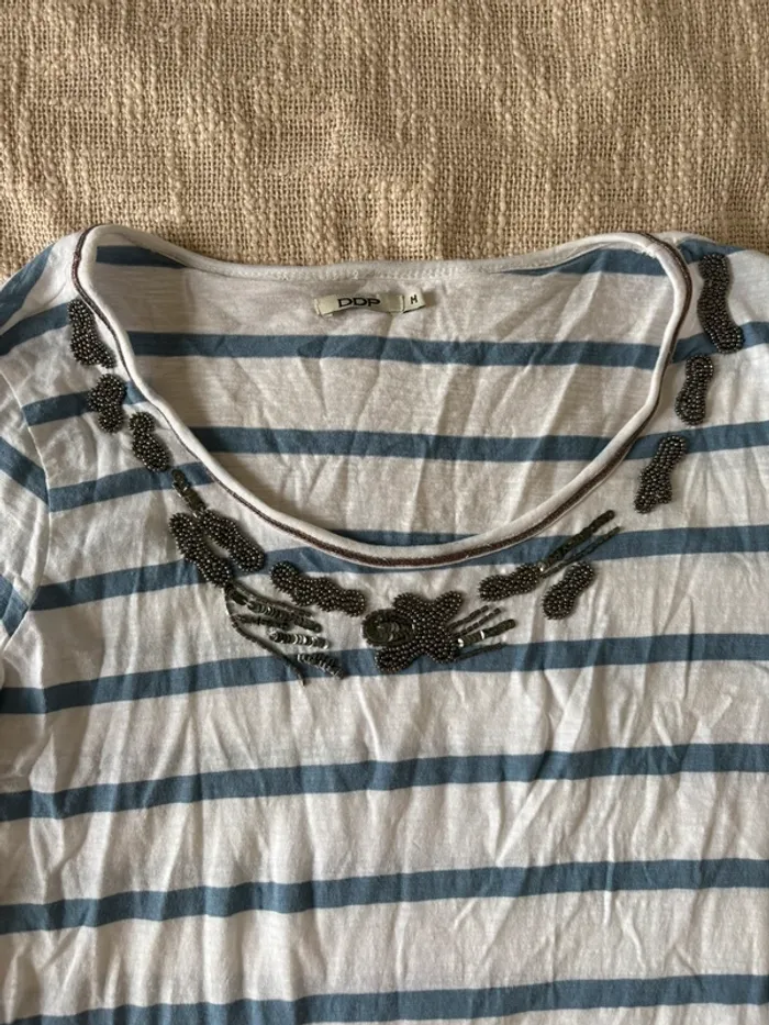 T-shirt manche rayé longue ddp taille m - photo numéro 3