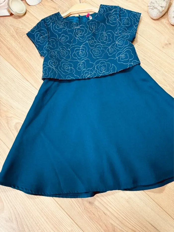 Taille 6 ans robe fille Orchestra bleue marine et doré * broderie * 🌹 - photo numéro 4