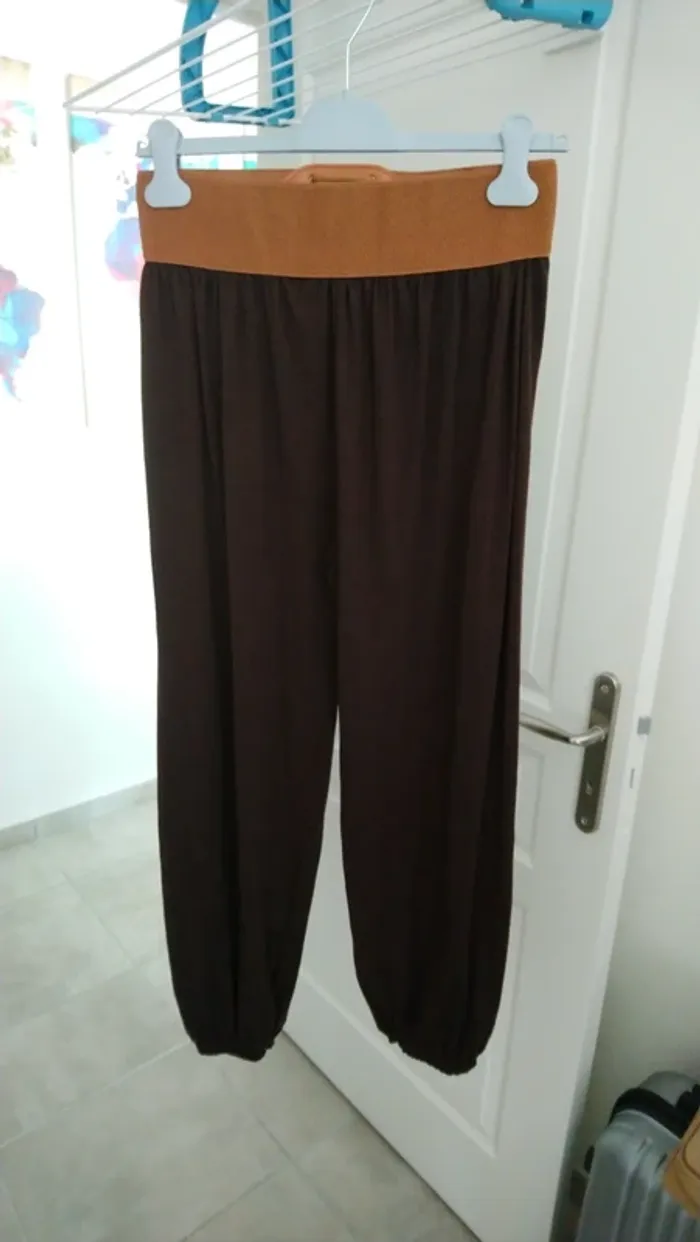 Pantalon fluide, style sarouel marron - photo numéro 3