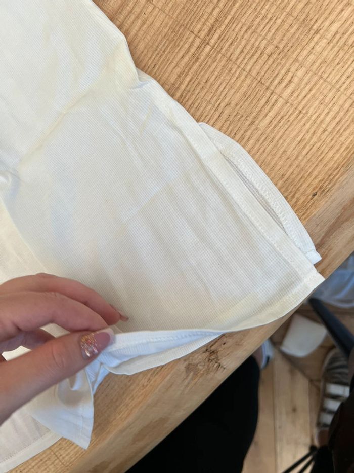 Blouse chemise col oversize blanche broderie anglaise manches courtes été vintage M L 38/40 38 40 - photo numéro 4