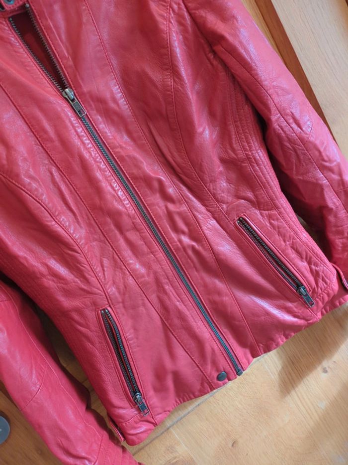 Veste Naf Naf en simili en rouge xs - photo numéro 4
