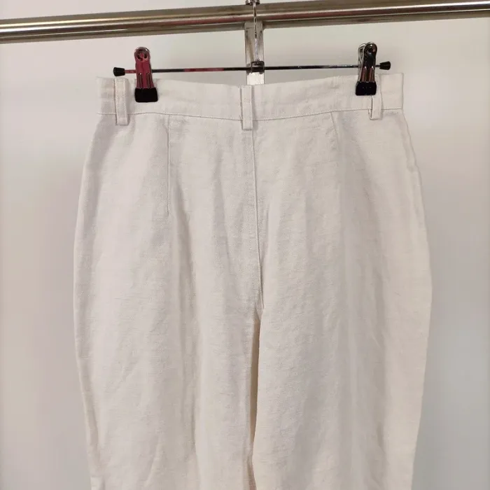 Pantalon Naf naf vintage blanc, corsaire, coton et lin taille 40 A316 - photo numéro 8