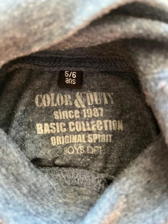 T shirt manche longue col roulé bleu chiné - photo numéro 3