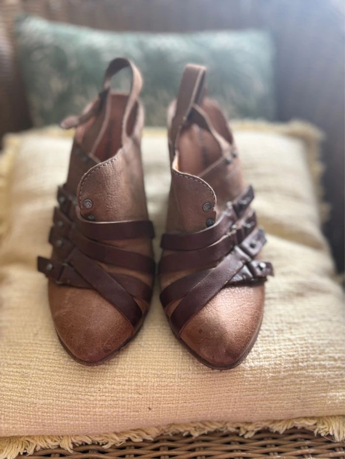 Mules/sabots à talons Air Step A.S.98 - 100% cuir - marron - pointure 39 - photo numéro 2