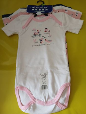 lot de 4 bodies fille manches courtes absorba 24 mois 