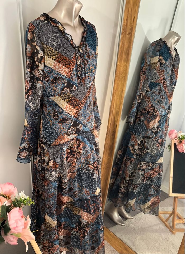 Robe longue bohème Céline patchwork Taille L (40) - photo numéro 2