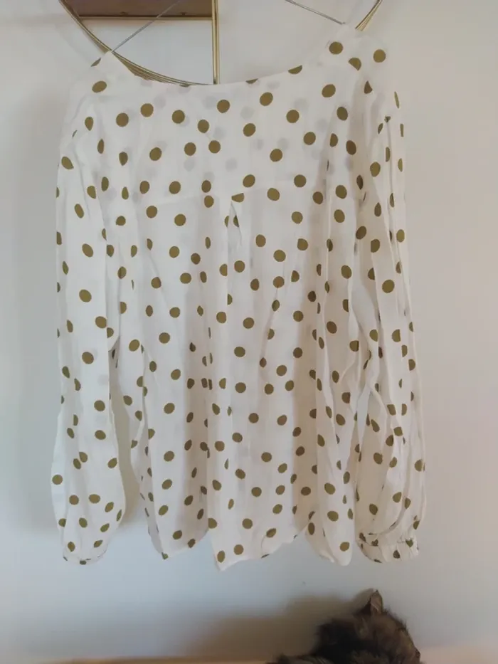 Chemise à pois marrons Violeta by Mango - photo numéro 5