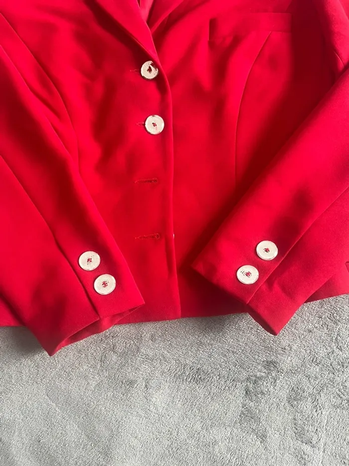 Veste blazer rouge Allumette Paris – Élégance 80s made in France - photo numéro 3