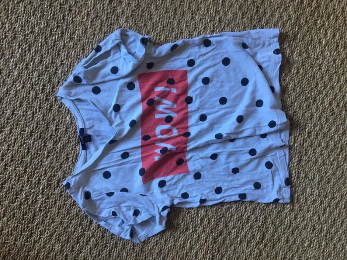 T-shirt blanc à pois