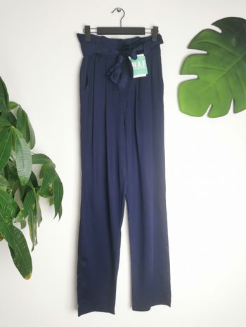 Pantalon Paperbag bleu marine en lyocell Naf Naf Taille 34