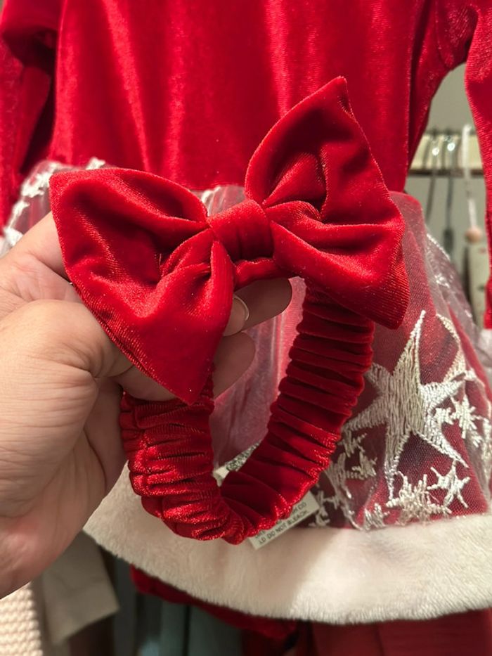 Robe Noël et bandeau papillon 3-6 mois - photo numéro 5