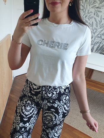 T-shirt Chérie blanc/noir Taille M