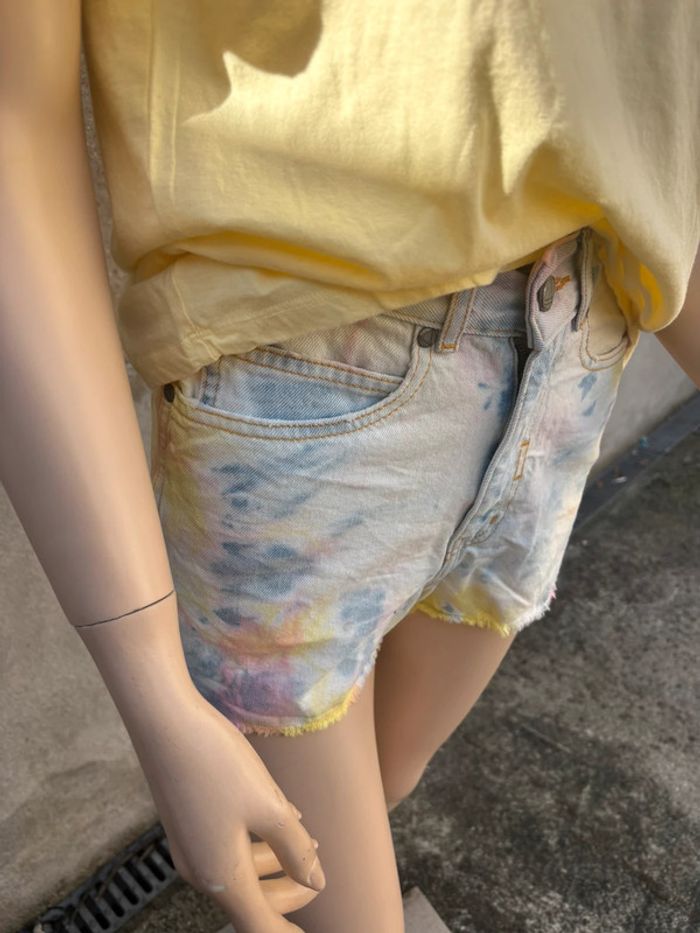 Short en jeans neuf taille haute éleven paris - photo numéro 4