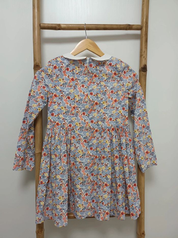 Jolie robe doublée en velours fleuri Liberty & col Claudine Sergent Major taille 11 ans - photo numéro 7