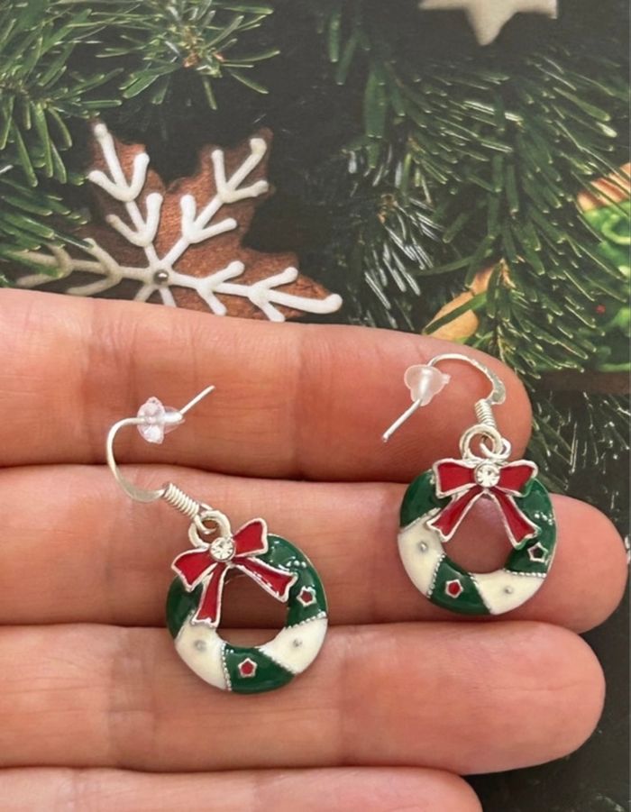 Boucles d’oreilles, couronne de Noël - photo numéro 7